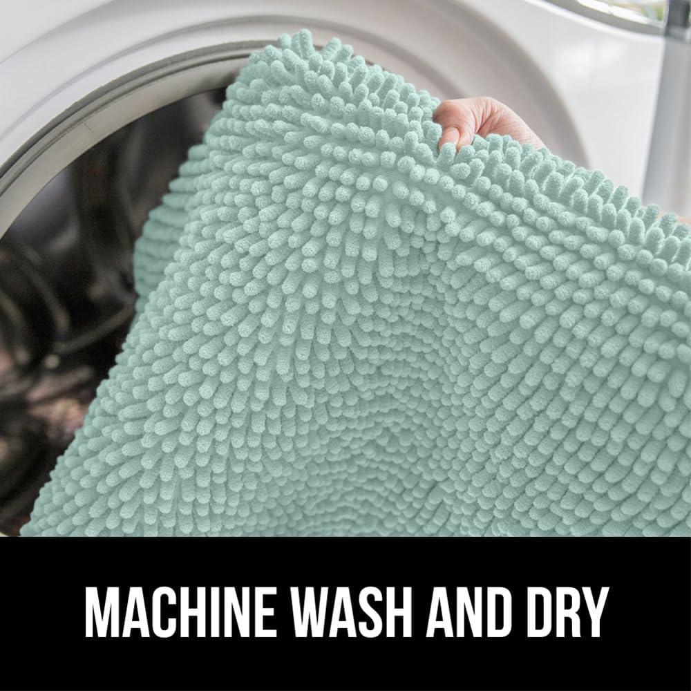 imageGORILLA GRIP Bath Rug Mat 30x20 Thick Soft Absorbent Chenille Quick Dry Microfiber Mats Rubber Backing Washable Shower Floor Rugs US Designed Bathroom Bathmat Home Decor Accessories GreySeablue