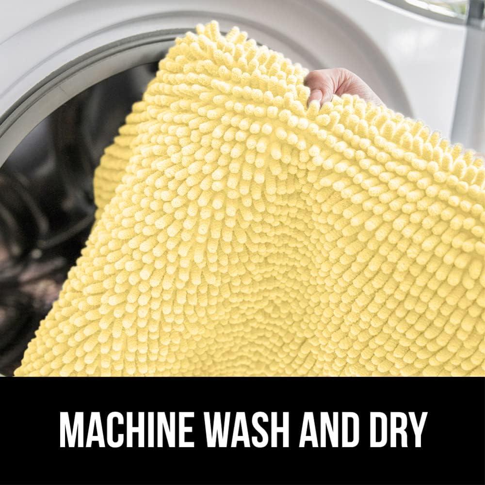 imageGORILLA GRIP Bath Rug Mat 30x20 Thick Soft Absorbent Chenille Quick Dry Microfiber Mats Rubber Backing Washable Shower Floor Rugs US Designed Bathroom Bathmat Home Decor Accessories GreyYellow