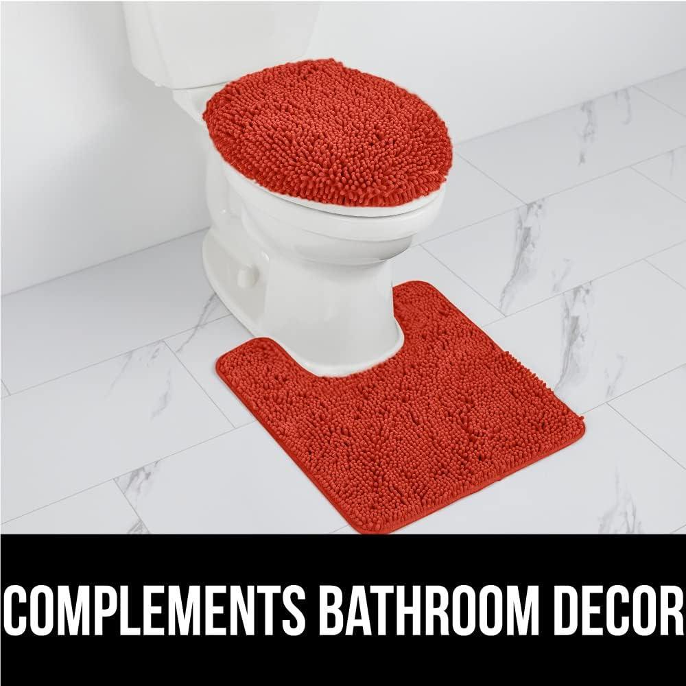 imageGORILLA GRIP Bath Rug Mat 30x20 Thick Soft Absorbent Chenille Quick Dry Microfiber Mats Rubber Backing Washable Shower Floor Rugs US Designed Bathroom Bathmat Home Decor Accessories GreySunset Orange
