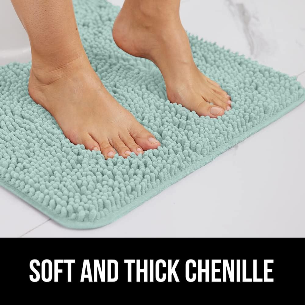 imageGORILLA GRIP Bath Rug Mat 30x20 Thick Soft Absorbent Chenille Quick Dry Microfiber Mats Rubber Backing Washable Shower Floor Rugs US Designed Bathroom Bathmat Home Decor Accessories GreySeablue