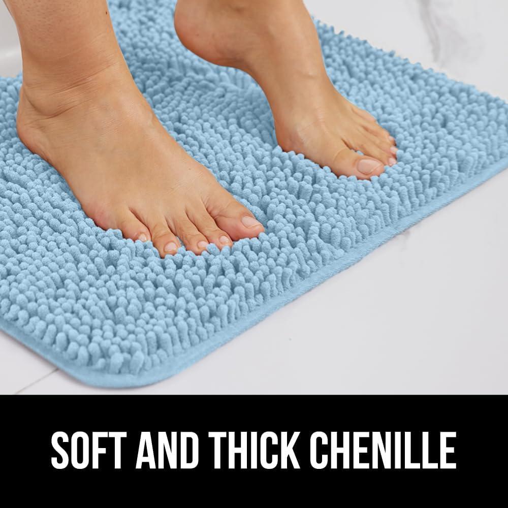 imageGORILLA GRIP Bath Rug Mat 30x20 Thick Soft Absorbent Chenille Quick Dry Microfiber Mats Rubber Backing Washable Shower Floor Rugs US Designed Bathroom Bathmat Home Decor Accessories GreySky