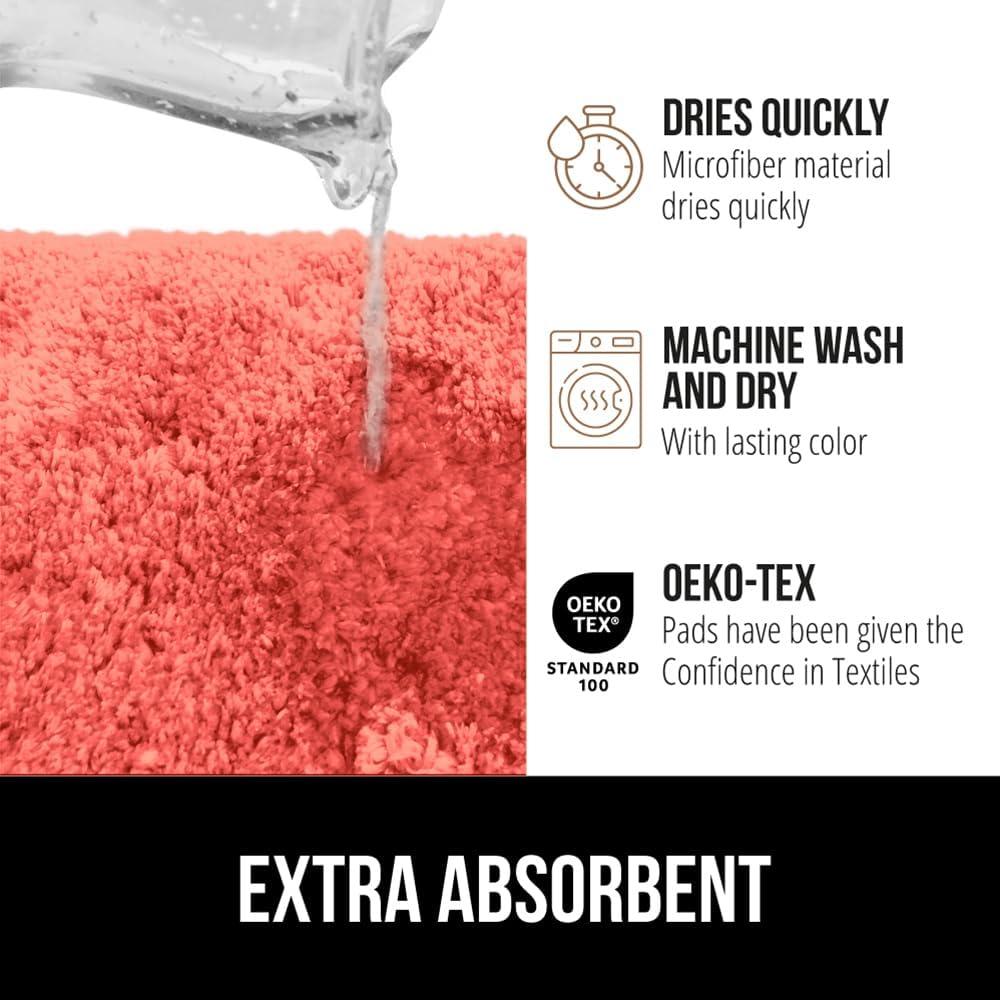 imageGORILLA GRIP Bathroom Rugs Ultra Soft Absorbent Mat Thick Plush Bath Rug Machine Washable Microfiber Quick Dry Mats for Shower Bathtub and Floor Home Decor Accessories 24x17 GreyCoral
