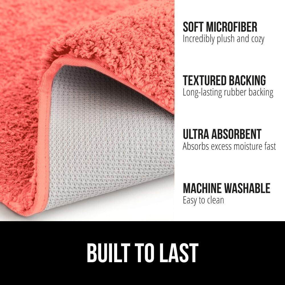 imageGORILLA GRIP Bathroom Rugs Ultra Soft Absorbent Mat Thick Plush Bath Rug Machine Washable Microfiber Quick Dry Mats for Shower Bathtub and Floor Home Decor Accessories 24x17 GreyCoral