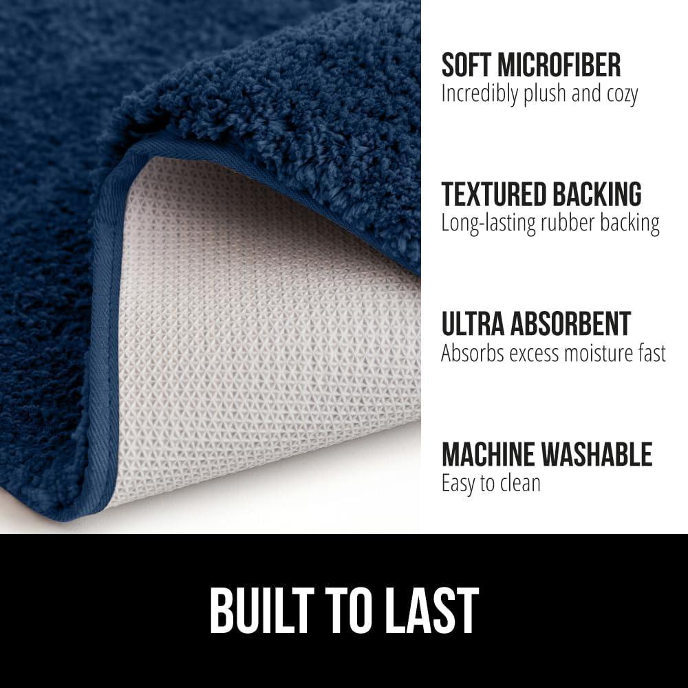imageGORILLA GRIP Bathroom Rugs Ultra Soft Absorbent Mat Thick Plush Bath Rug Machine Washable Microfiber Quick Dry Mats for Shower Bathtub and Floor Home Decor Accessories 24x17 GreyNavy Blue