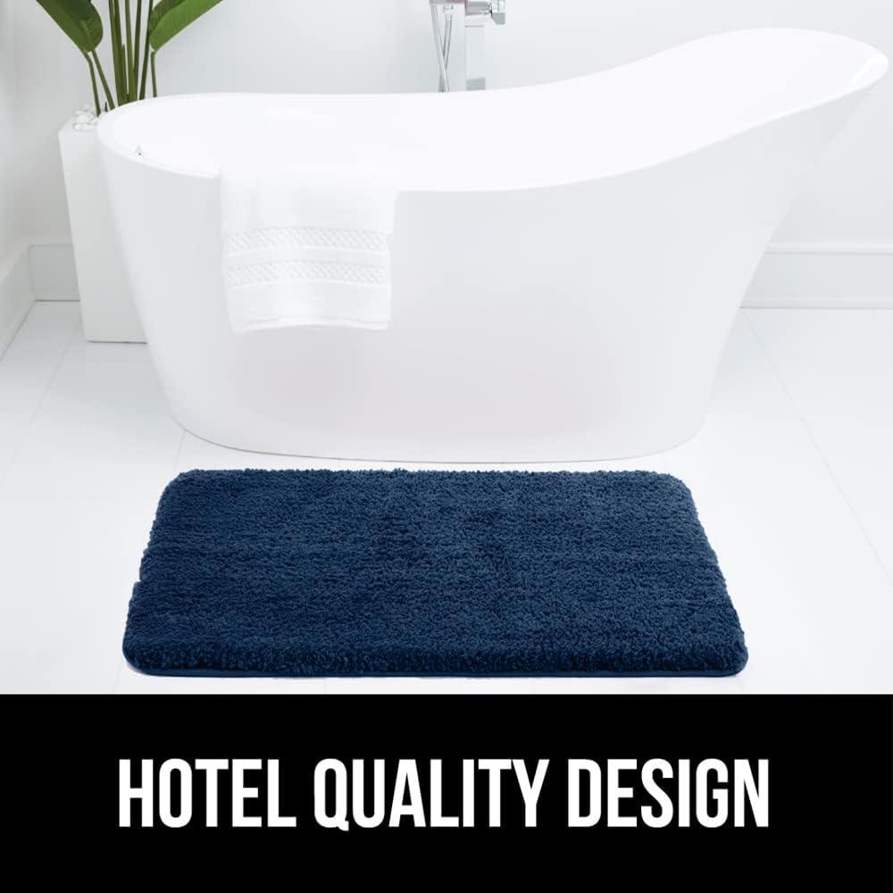 imageGORILLA GRIP Bathroom Rugs Ultra Soft Absorbent Mat Thick Plush Bath Rug Machine Washable Microfiber Quick Dry Mats for Shower Bathtub and Floor Home Decor Accessories 24x17 GreyNavy Blue