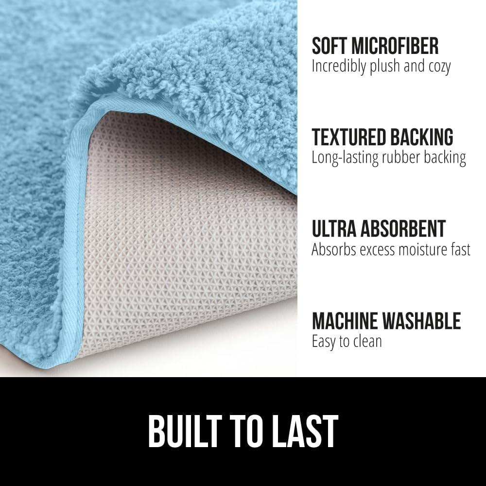imageGORILLA GRIP Bathroom Rugs Ultra Soft Absorbent Mat Thick Plush Bath Rug Machine Washable Microfiber Quick Dry Mats for Shower Bathtub and Floor Home Decor Accessories 24x17 GreySky Blue