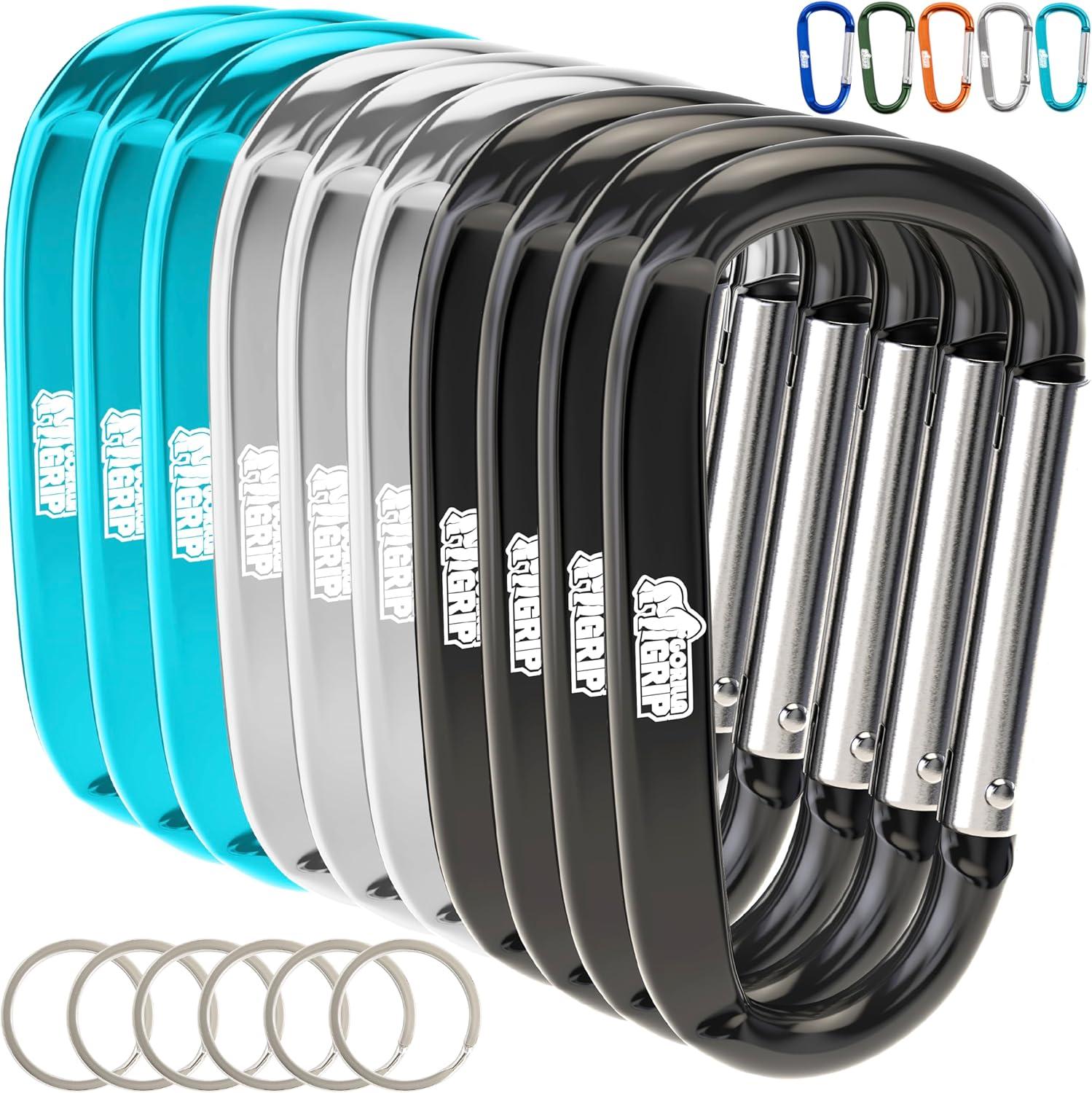 imageGORILLA GRIP Carabiner Clip 3 D Ring Heavy Duty Aluminum Key Holder Clips Hold 170lbs Rust ScratchResistant Camping Essentials Hiking Gear Tactical Backpacking KeychainsBlackSilverTurquoise