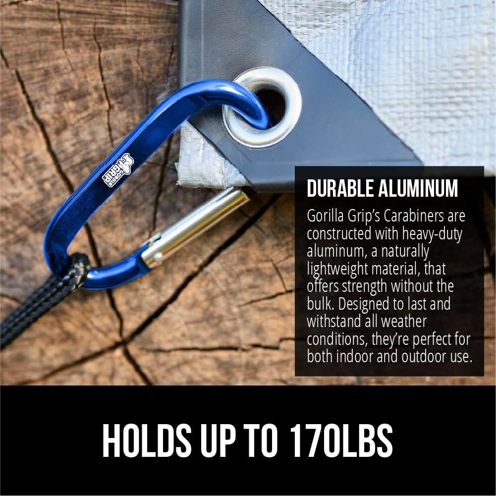 imageGORILLA GRIP Carabiner Clip 3 D Ring Heavy Duty Aluminum Key Holder Clips Hold 170lbs Rust ScratchResistant Camping Essentials Hiking Gear Tactical Backpacking KeychainsBlackSilverTurquoise