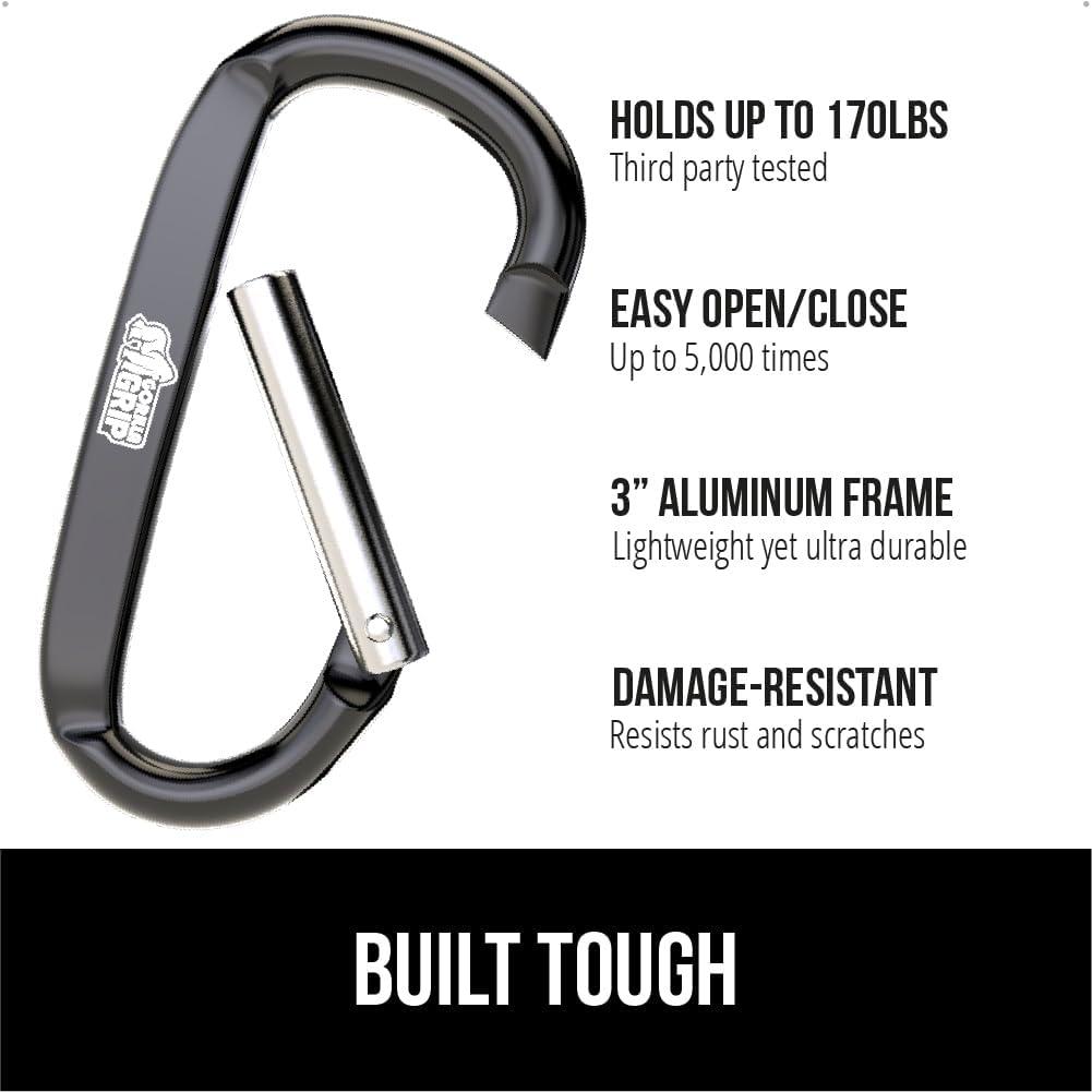 imageGORILLA GRIP Carabiner Clip 3 D Ring Heavy Duty Aluminum Key Holder Clips Hold 170lbs Rust ScratchResistant Camping Essentials Hiking Gear Tactical Backpacking KeychainsBlackOrangeBlue