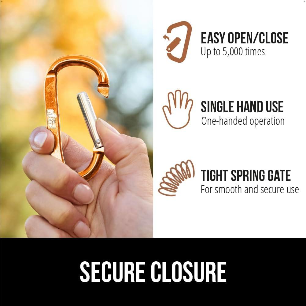 imageGORILLA GRIP Carabiner Clip 3 D Ring Heavy Duty Aluminum Key Holder Clips Hold 170lbs Rust ScratchResistant Camping Essentials Hiking Gear Tactical Backpacking KeychainsBlackOrangeBlue