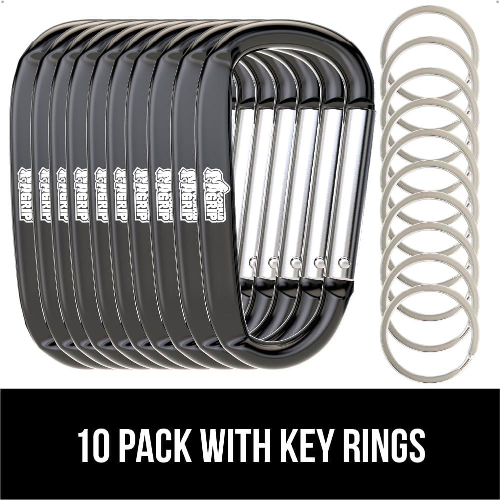 imageGORILLA GRIP Carabiner Clip 3 D Ring Heavy Duty Aluminum Key Holder Clips Hold 170lbs Rust ScratchResistant Camping Essentials Hiking Gear Tactical Backpacking KeychainsBlackSilverHunter Green