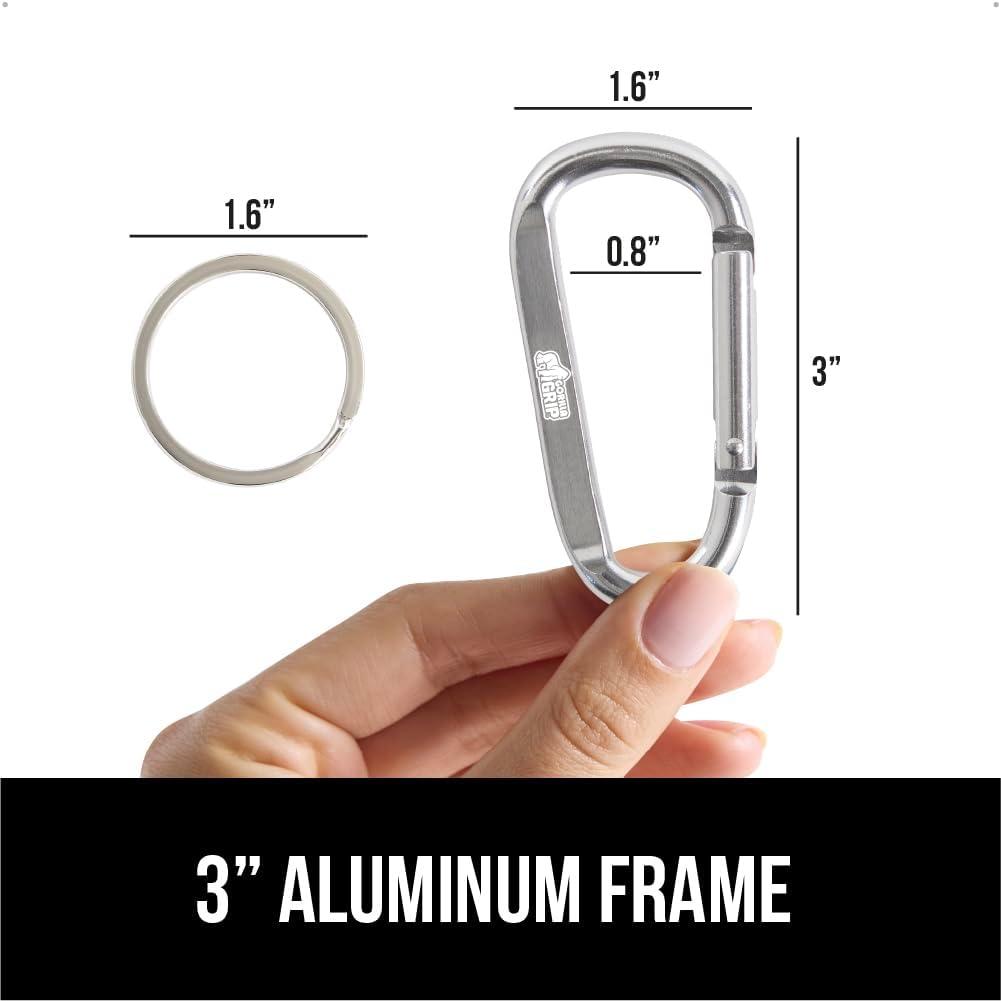 imageGORILLA GRIP Carabiner Clip 3 D Ring Heavy Duty Aluminum Key Holder Clips Hold 170lbs Rust ScratchResistant Camping Essentials Hiking Gear Tactical Backpacking KeychainsOrangeBlueHunter Green