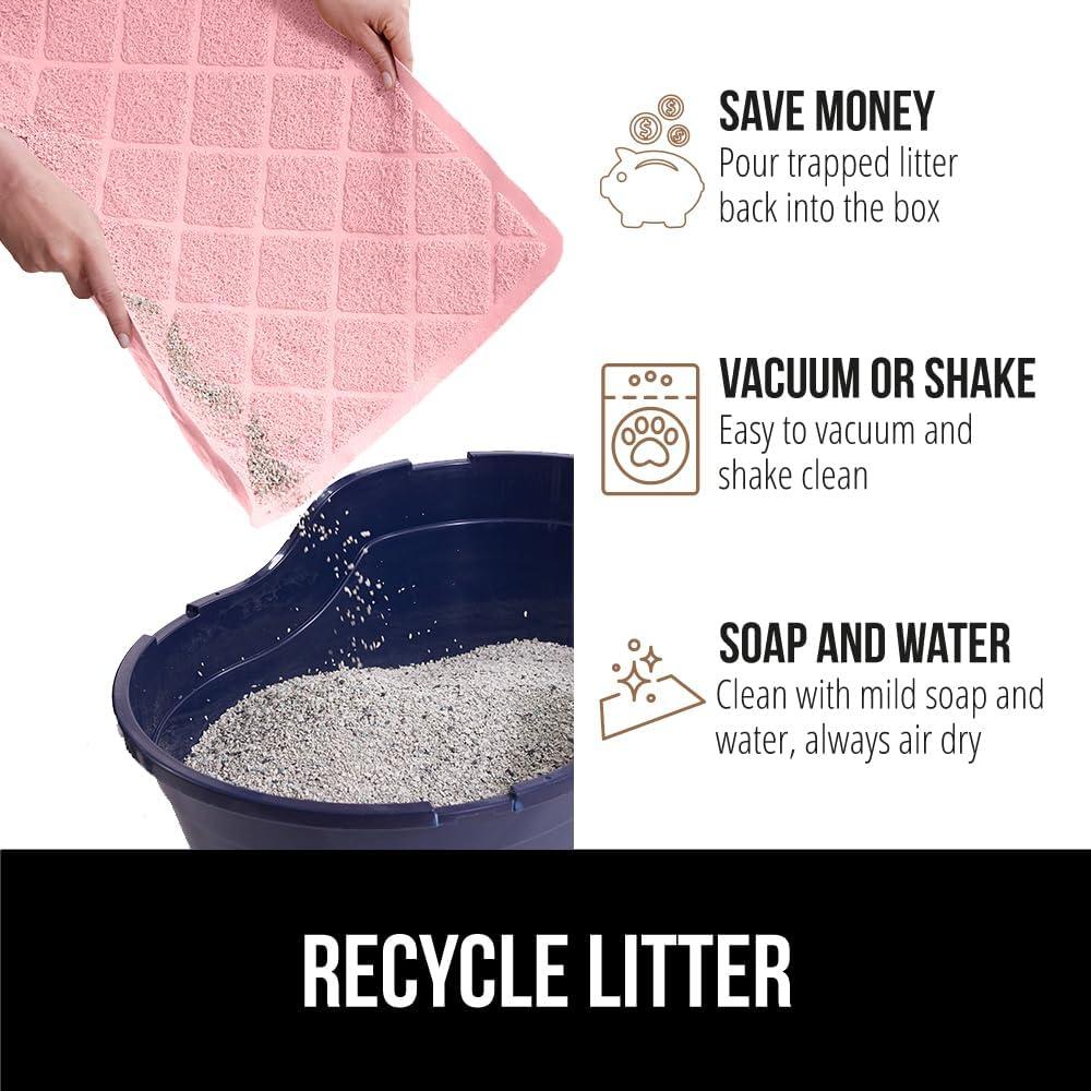 imageGORILLA GRIP Cat Litter Box Mat 35x23 Water Resistant US Designed Kitty Litter Trapping Mats Easy to Clean Scatter Control Less Mess and Clean Floors Kitten Supplies for Indoor Cats GrayLight Pink