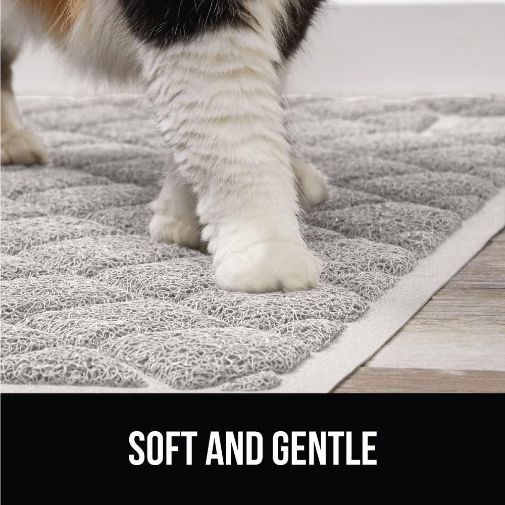imageGORILLA GRIP Cat Litter Box Mat 35x23 Water Resistant US Designed Kitty Litter Trapping Mats Easy to Clean Scatter Control Less Mess and Clean Floors Kitten Supplies for Indoor Cats GrayLight Gray