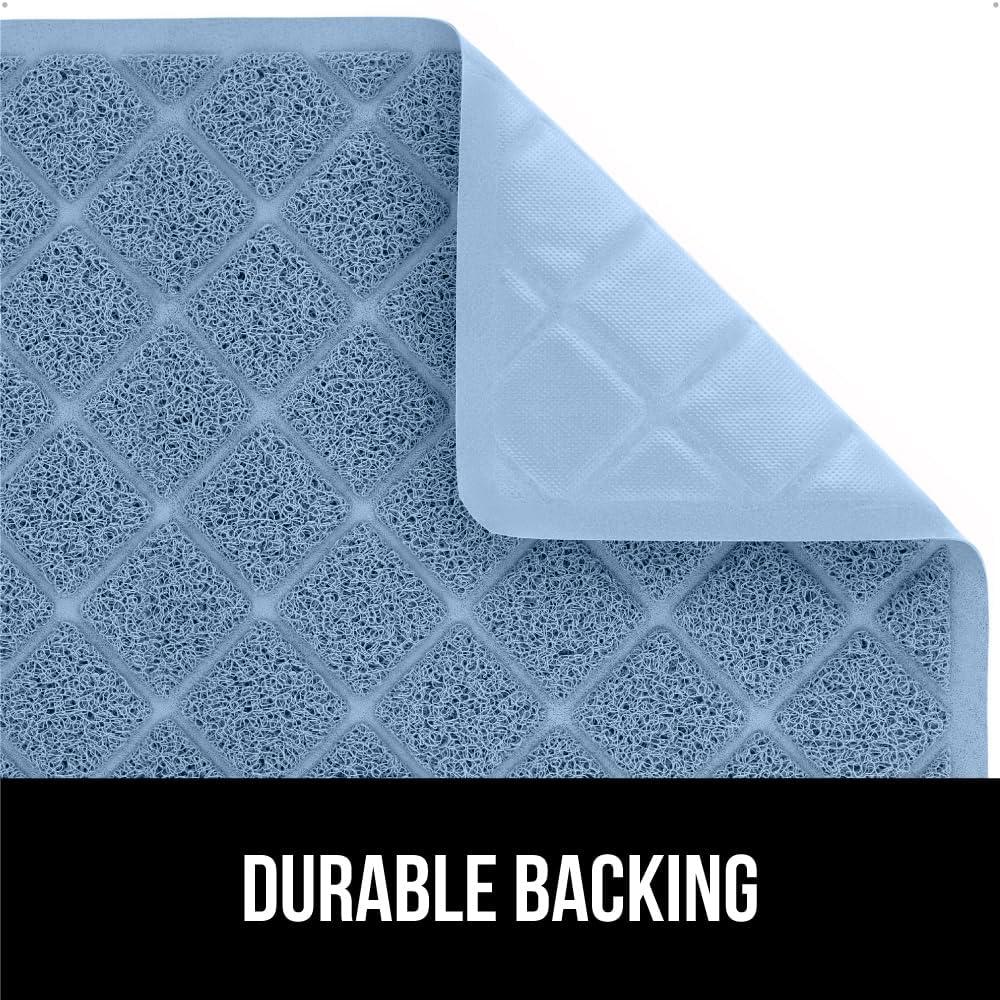 imageGORILLA GRIP Cat Litter Box Mat 35x23 Water Resistant US Designed Kitty Litter Trapping Mats Easy to Clean Scatter Control Less Mess and Clean Floors Kitten Supplies for Indoor Cats GrayLight Blue