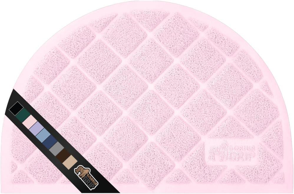 imageGORILLA GRIP Cat Litter Box Mat 35x23 Water Resistant US Designed Kitty Litter Trapping Mats Easy to Clean Scatter Control Less Mess and Clean Floors Kitten Supplies for Indoor Cats GrayLight Pink