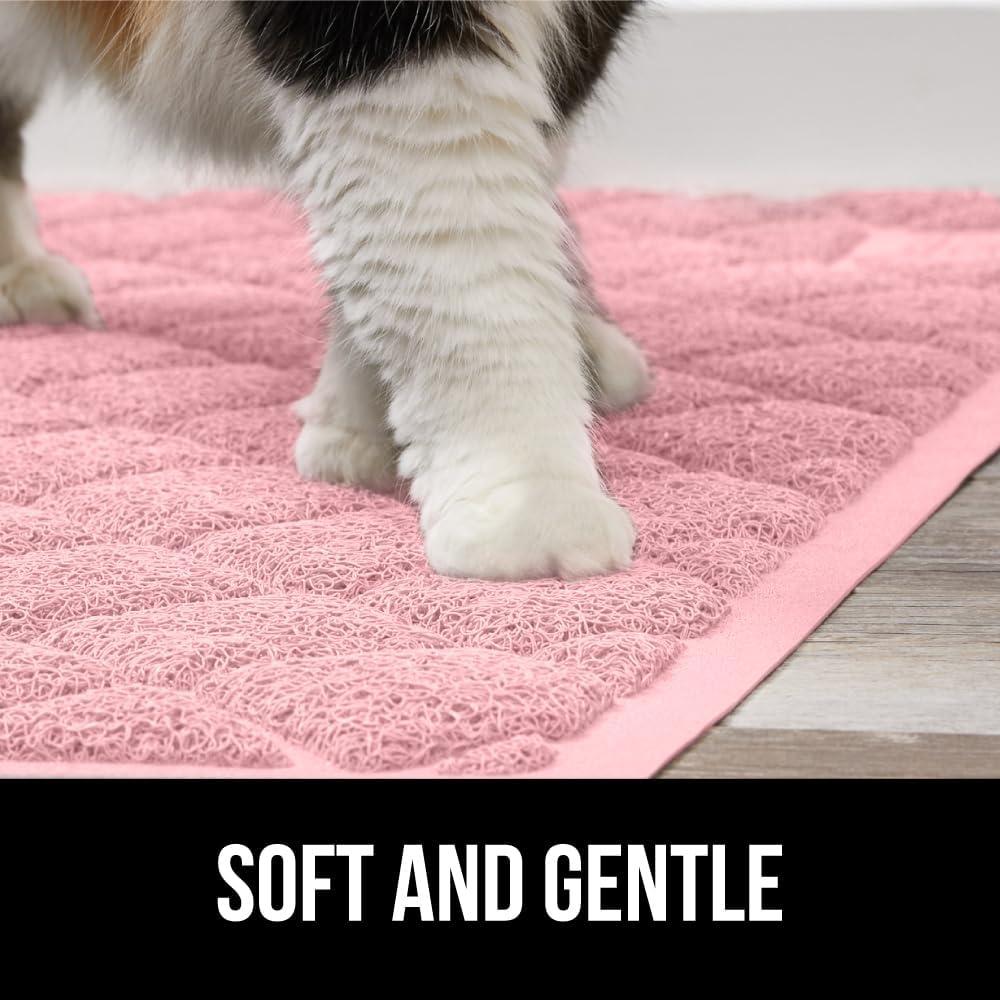 imageGORILLA GRIP Cat Litter Box Mat 35x23 Water Resistant US Designed Kitty Litter Trapping Mats Easy to Clean Scatter Control Less Mess and Clean Floors Kitten Supplies for Indoor Cats GrayLight Pink