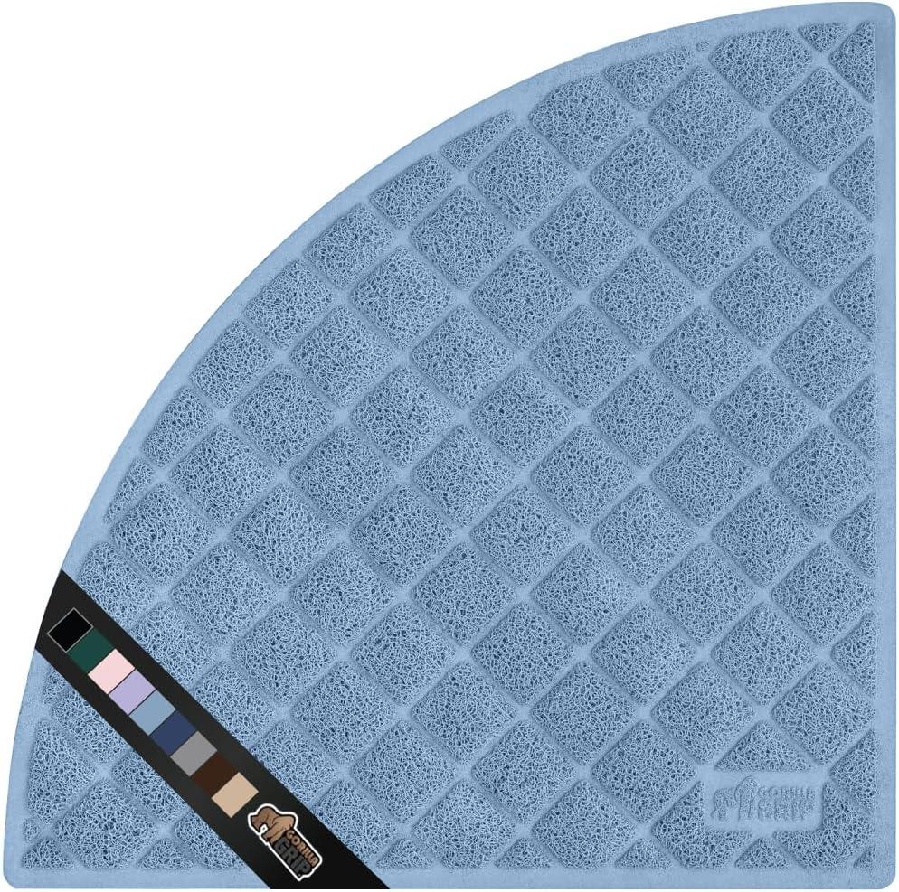 imageGORILLA GRIP Cat Litter Box Mat 35x23 Water Resistant US Designed Kitty Litter Trapping Mats Easy to Clean Scatter Control Less Mess and Clean Floors Kitten Supplies for Indoor Cats GrayLight Blue
