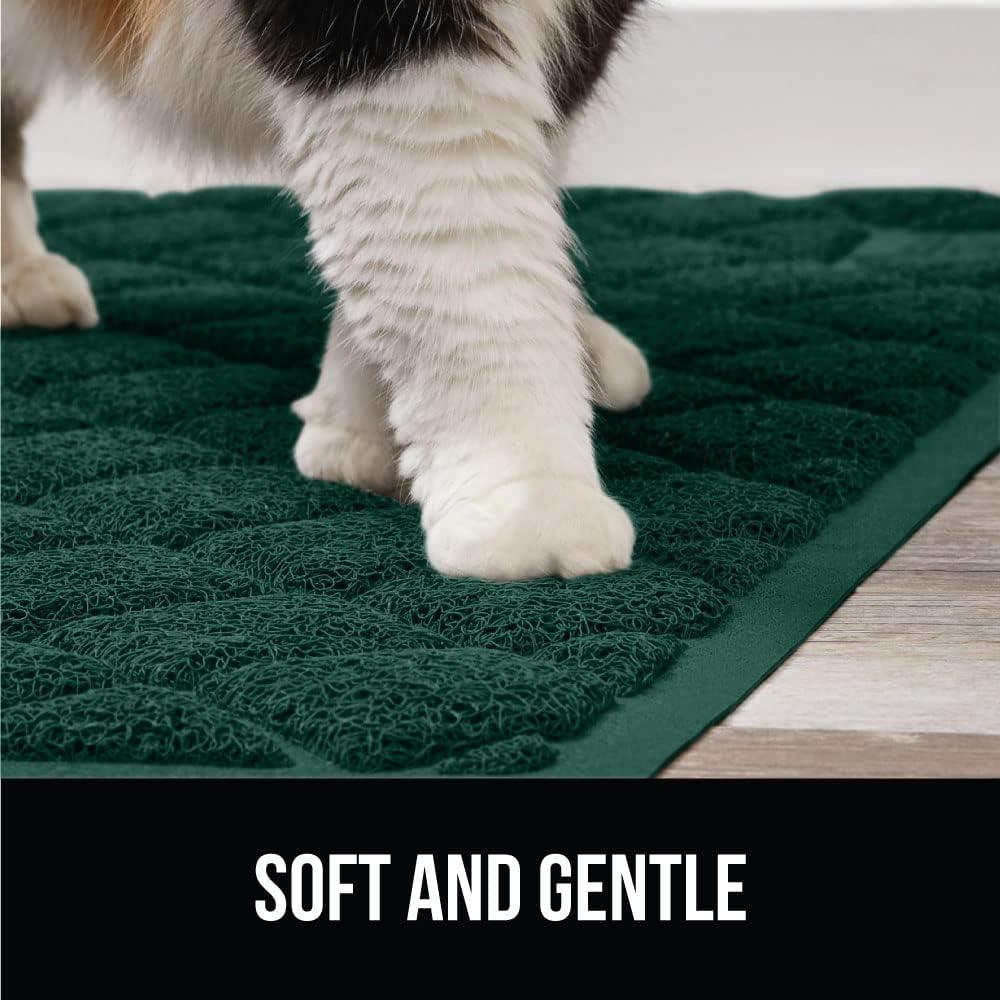 imageGORILLA GRIP Cat Litter Box Mat 35x23 Water Resistant US Designed Kitty Litter Trapping Mats Easy to Clean Scatter Control Less Mess and Clean Floors Kitten Supplies for Indoor Cats GrayHunter Green