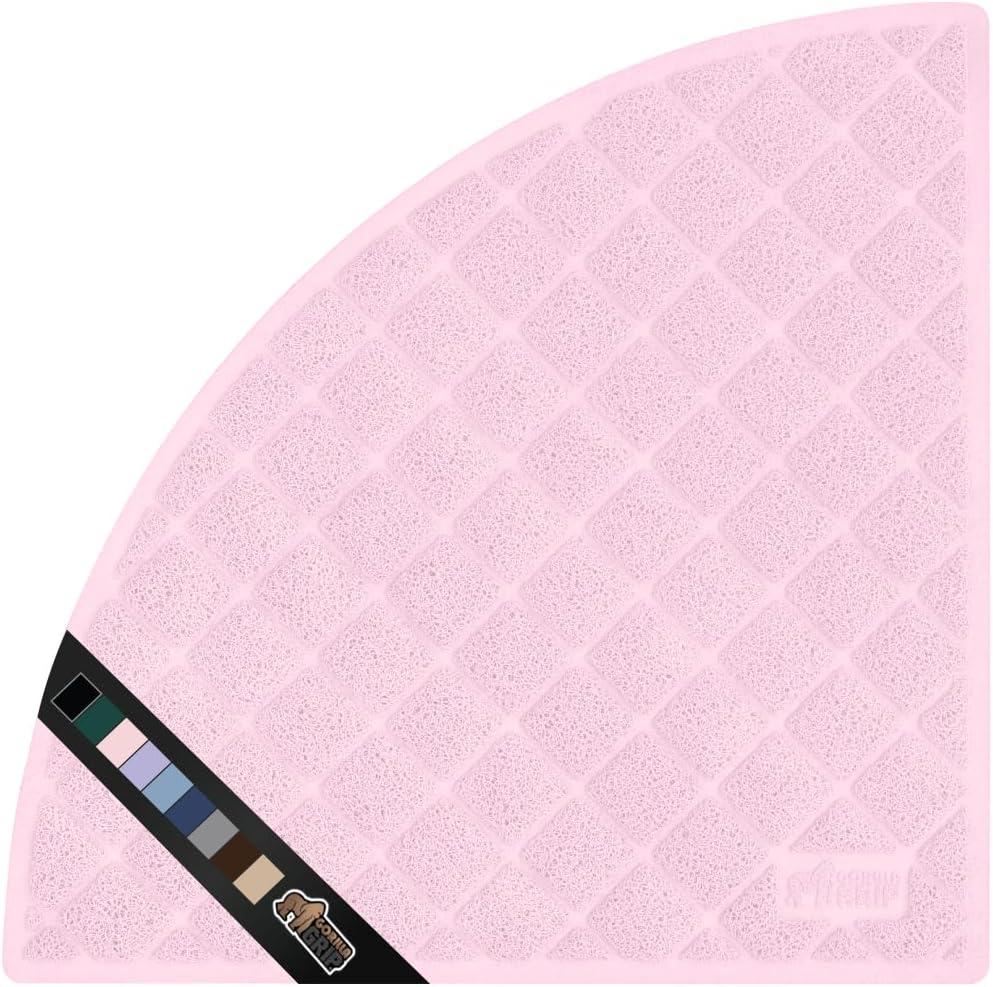 imageGORILLA GRIP Cat Litter Box Mat 35x23 Water Resistant US Designed Kitty Litter Trapping Mats Easy to Clean Scatter Control Less Mess and Clean Floors Kitten Supplies for Indoor Cats GrayLight Pink