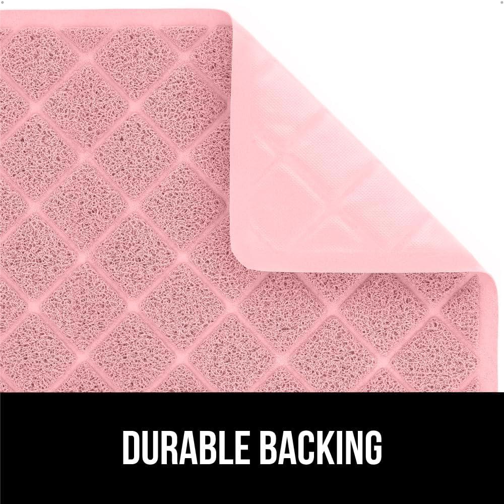 imageGORILLA GRIP Cat Litter Box Mat 35x23 Water Resistant US Designed Kitty Litter Trapping Mats Easy to Clean Scatter Control Less Mess and Clean Floors Kitten Supplies for Indoor Cats GrayLight Pink