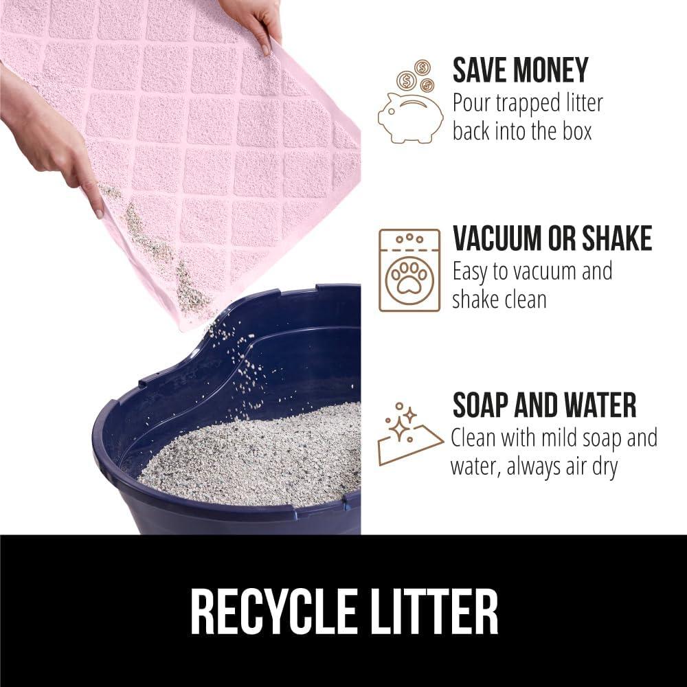 imageGORILLA GRIP Cat Litter Box Mat 35x23 Water Resistant US Designed Kitty Litter Trapping Mats Easy to Clean Scatter Control Less Mess and Clean Floors Kitten Supplies for Indoor Cats GrayLight Pink
