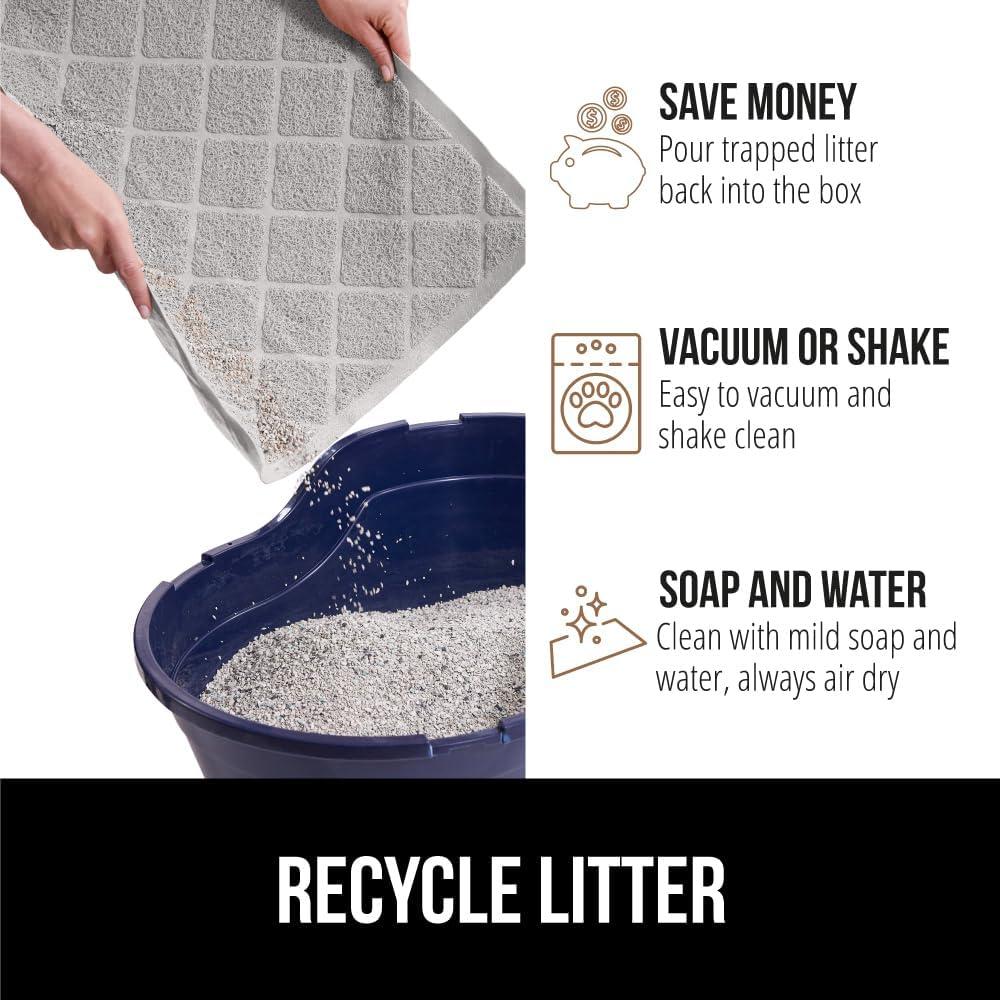 imageGORILLA GRIP Cat Litter Box Mat 35x23 Water Resistant US Designed Kitty Litter Trapping Mats Easy to Clean Scatter Control Less Mess and Clean Floors Kitten Supplies for Indoor Cats GrayLight Gray