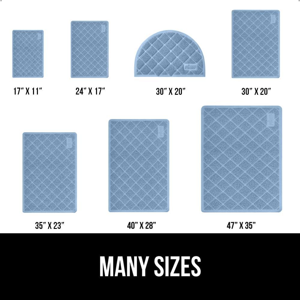 imageGORILLA GRIP Cat Litter Box Mat 35x23 Water Resistant US Designed Kitty Litter Trapping Mats Easy to Clean Scatter Control Less Mess and Clean Floors Kitten Supplies for Indoor Cats GrayLight Blue
