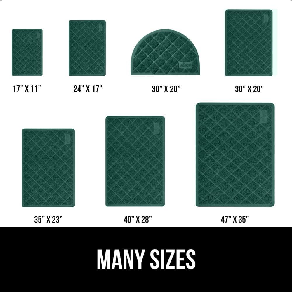 imageGORILLA GRIP Cat Litter Box Mat 35x23 Water Resistant US Designed Kitty Litter Trapping Mats Easy to Clean Scatter Control Less Mess and Clean Floors Kitten Supplies for Indoor Cats GrayHunter Green