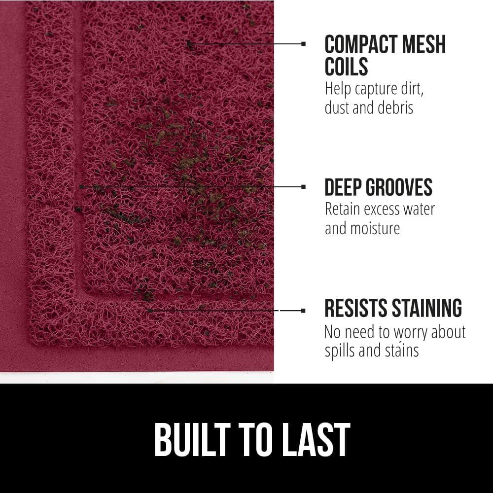 imageGORILLA GRIP Dirt Grabber Mesh Doormat LowProfile Stain and Fade Resistant Heavy Duty Quick Dry Striped Doormats Mats for Indoor or Outdoor Entry Shoe Scraper Garage Entrance Mat 47x35 Dark GrayBurgundy Wine