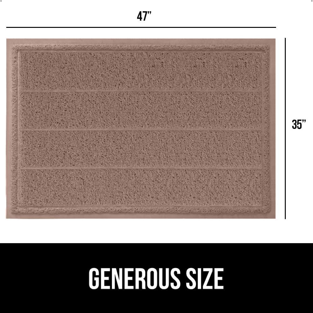 imageGORILLA GRIP Dirt Grabber Mesh Doormat LowProfile Stain and Fade Resistant Heavy Duty Quick Dry Striped Doormats Mats for Indoor or Outdoor Entry Shoe Scraper Garage Entrance Mat 47x35 Dark GrayLatte