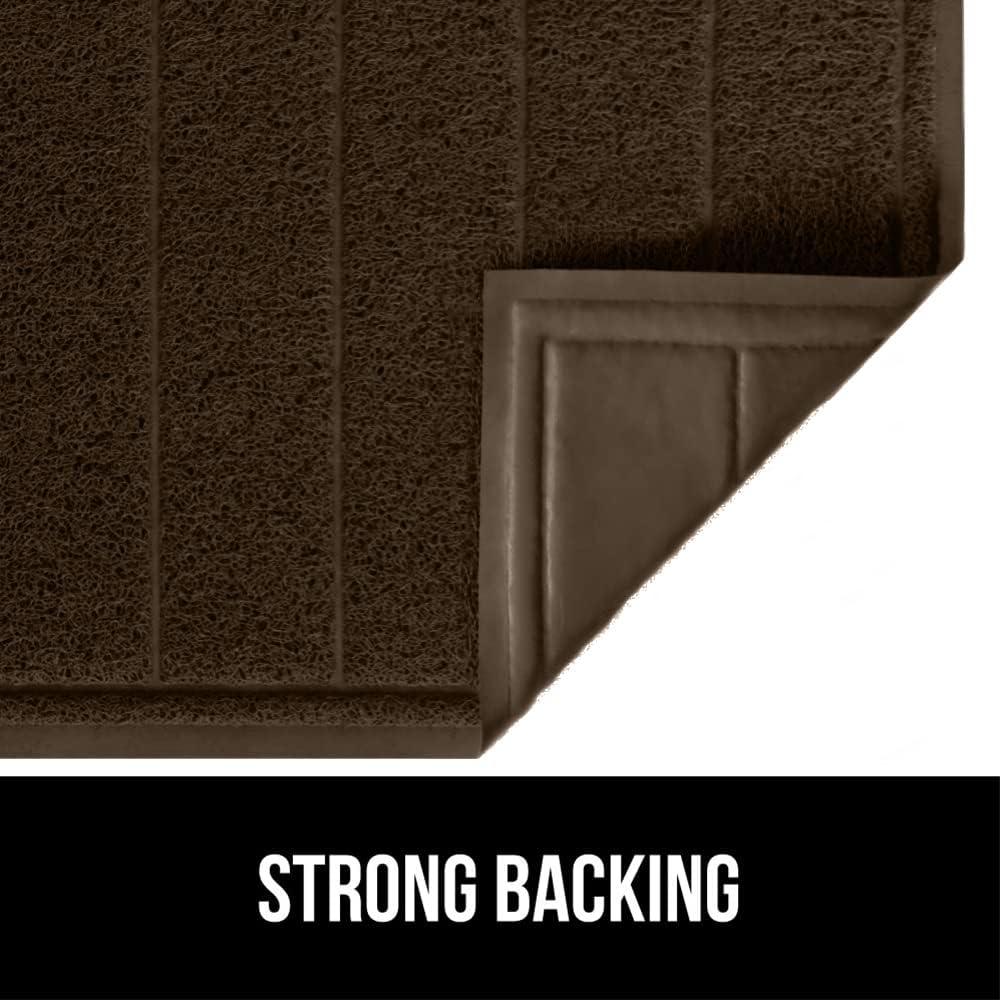 imageGORILLA GRIP Dirt Grabber Mesh Doormat LowProfile Stain and Fade Resistant Heavy Duty Quick Dry Striped Doormats Mats for Indoor or Outdoor Entry Shoe Scraper Garage Entrance Mat 47x35 Dark GrayBrown