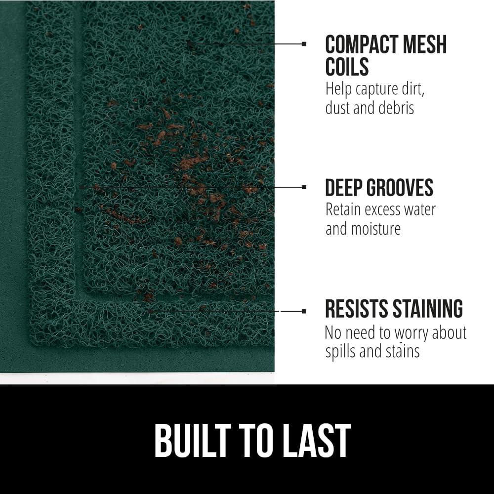 imageGORILLA GRIP Dirt Grabber Mesh Doormat LowProfile Stain and Fade Resistant Heavy Duty Quick Dry Striped Doormats Mats for Indoor or Outdoor Entry Shoe Scraper Garage Entrance Mat 47x35 Dark GrayHunter Green