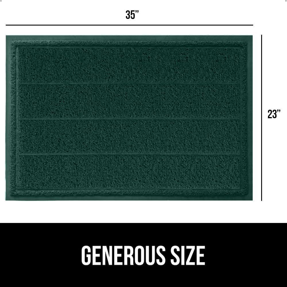 imageGORILLA GRIP Dirt Grabber Mesh Doormat LowProfile Stain and Fade Resistant Heavy Duty Quick Dry Striped Doormats Mats for Indoor or Outdoor Entry Shoe Scraper Garage Entrance Mat 47x35 Dark GrayHunter Green