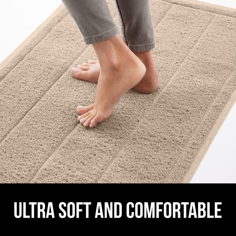 imageGORILLA GRIP Dirt Grabber Mesh Doormat LowProfile Stain and Fade Resistant Heavy Duty Quick Dry Striped Doormats Mats for Indoor or Outdoor Entry Shoe Scraper Garage Entrance Mat 47x35 Dark GrayBeige