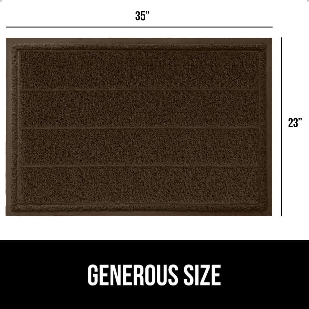 imageGORILLA GRIP Dirt Grabber Mesh Doormat LowProfile Stain and Fade Resistant Heavy Duty Quick Dry Striped Doormats Mats for Indoor or Outdoor Entry Shoe Scraper Garage Entrance Mat 47x35 Dark GrayBrown