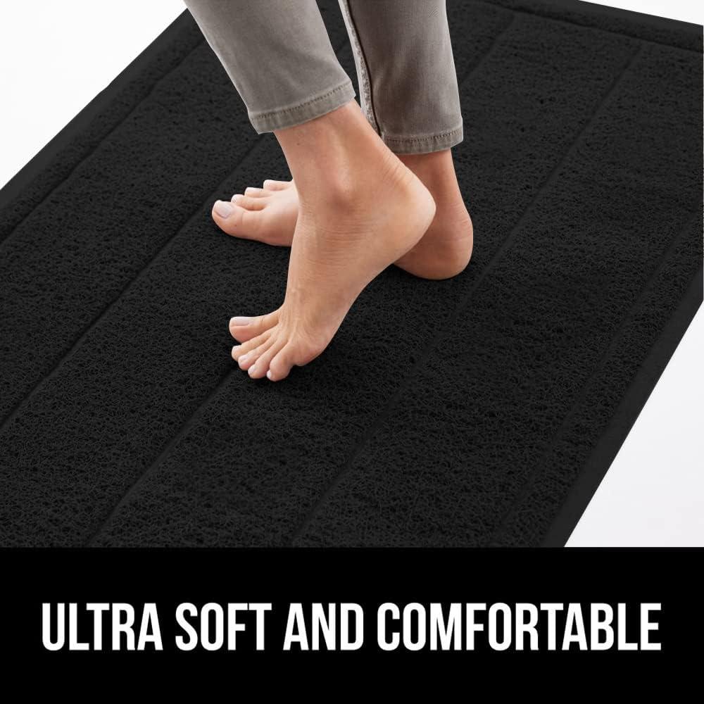 imageGORILLA GRIP Dirt Grabber Mesh Doormat LowProfile Stain and Fade Resistant Heavy Duty Quick Dry Striped Doormats Mats for Indoor or Outdoor Entry Shoe Scraper Garage Entrance Mat 47x35 Dark GrayBlack