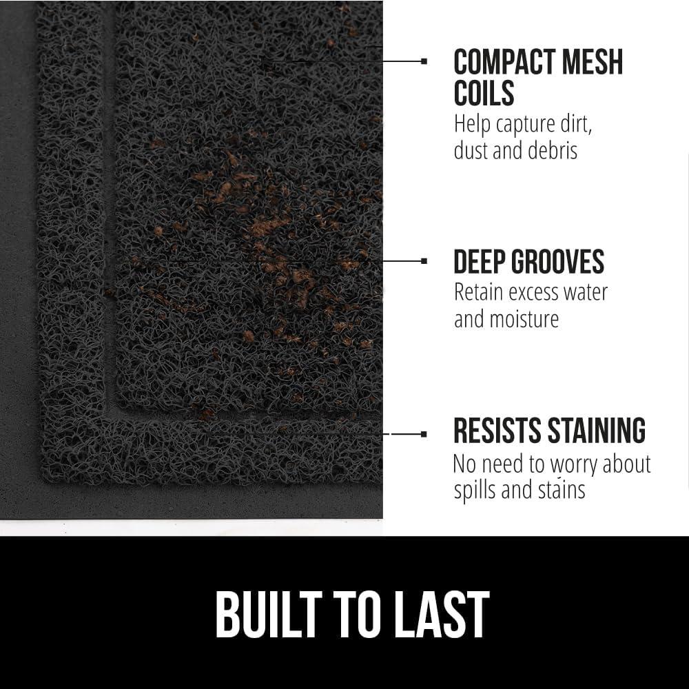 imageGORILLA GRIP Dirt Grabber Mesh Doormat LowProfile Stain and Fade Resistant Heavy Duty Quick Dry Striped Doormats Mats for Indoor or Outdoor Entry Shoe Scraper Garage Entrance Mat 47x35 Dark GrayBlack