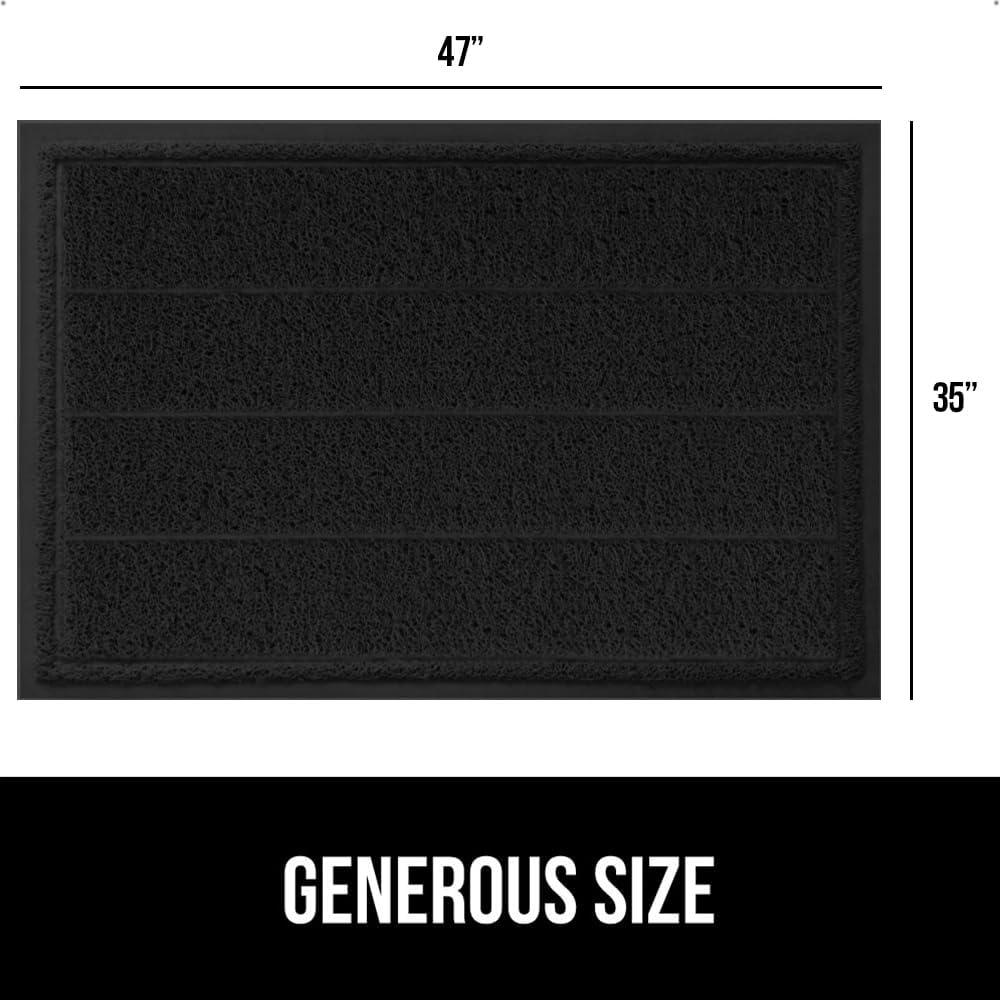 imageGORILLA GRIP Dirt Grabber Mesh Doormat LowProfile Stain and Fade Resistant Heavy Duty Quick Dry Striped Doormats Mats for Indoor or Outdoor Entry Shoe Scraper Garage Entrance Mat 47x35 Dark GrayBlack