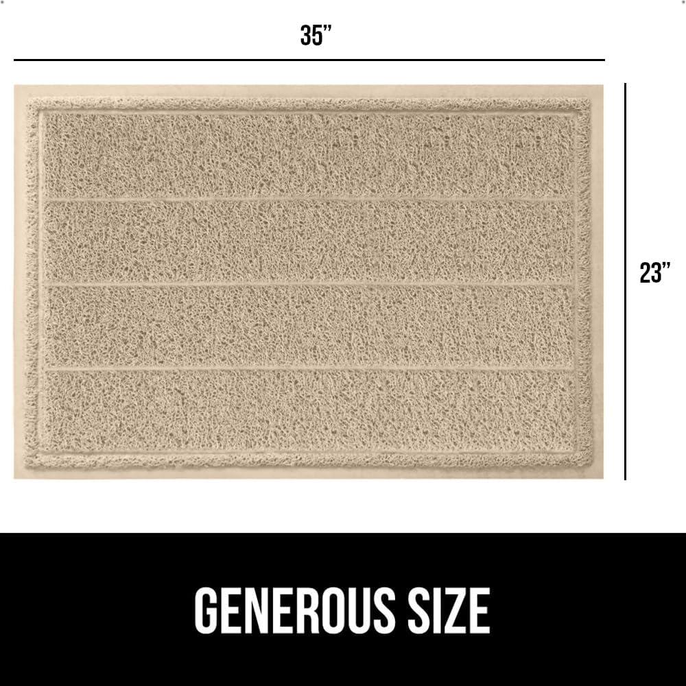 imageGORILLA GRIP Dirt Grabber Mesh Doormat LowProfile Stain and Fade Resistant Heavy Duty Quick Dry Striped Doormats Mats for Indoor or Outdoor Entry Shoe Scraper Garage Entrance Mat 47x35 Dark GrayBeige