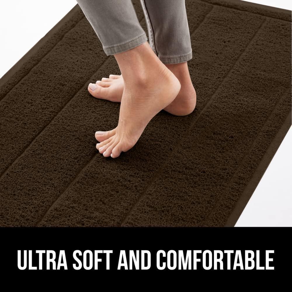 imageGORILLA GRIP Dirt Grabber Mesh Doormat LowProfile Stain and Fade Resistant Heavy Duty Quick Dry Striped Doormats Mats for Indoor or Outdoor Entry Shoe Scraper Garage Entrance Mat 47x35 Dark GrayBrown