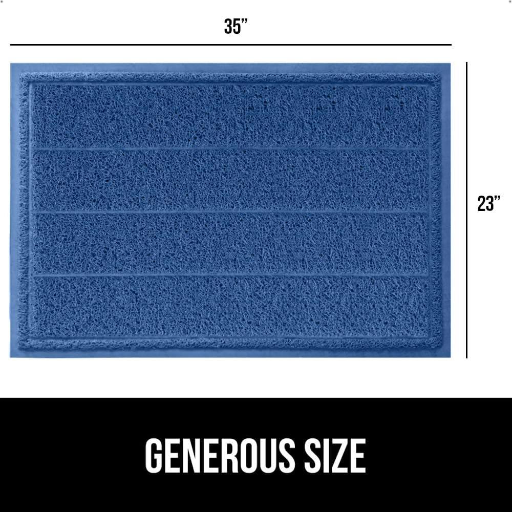imageGORILLA GRIP Dirt Grabber Mesh Doormat LowProfile Stain and Fade Resistant Heavy Duty Quick Dry Striped Doormats Mats for Indoor or Outdoor Entry Shoe Scraper Garage Entrance Mat 47x35 Dark GrayBlue