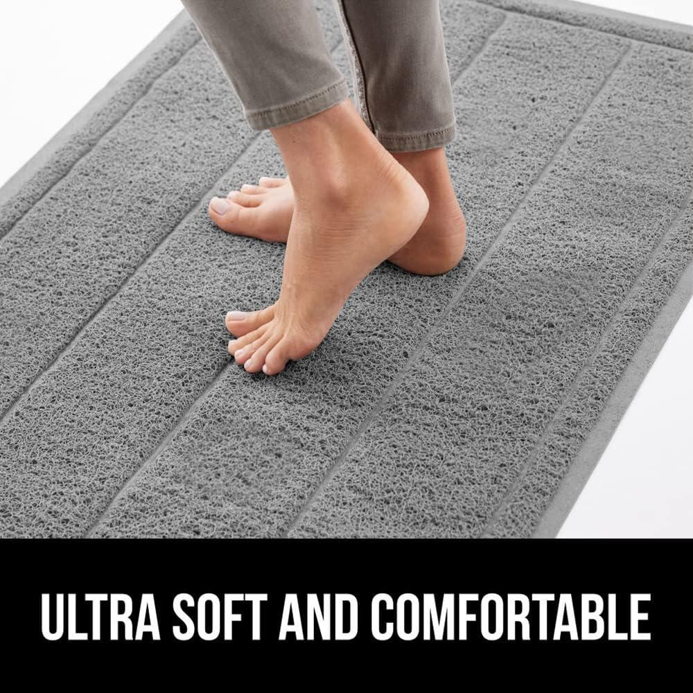 imageGORILLA GRIP Dirt Grabber Mesh Doormat LowProfile Stain and Fade Resistant Heavy Duty Quick Dry Striped Doormats Mats for Indoor or Outdoor Entry Shoe Scraper Garage Entrance Mat 47x35 Dark GrayGrey