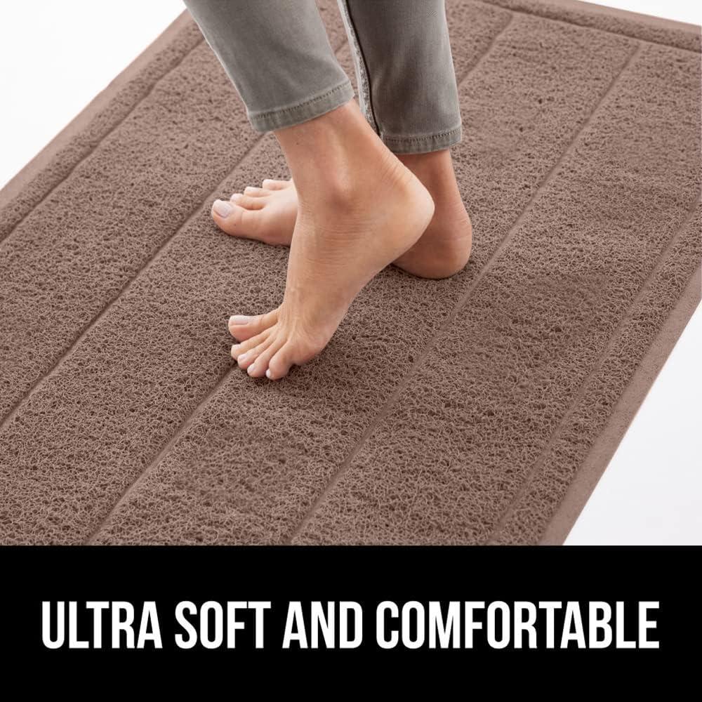 imageGORILLA GRIP Dirt Grabber Mesh Doormat LowProfile Stain and Fade Resistant Heavy Duty Quick Dry Striped Doormats Mats for Indoor or Outdoor Entry Shoe Scraper Garage Entrance Mat 47x35 Dark GrayLatte