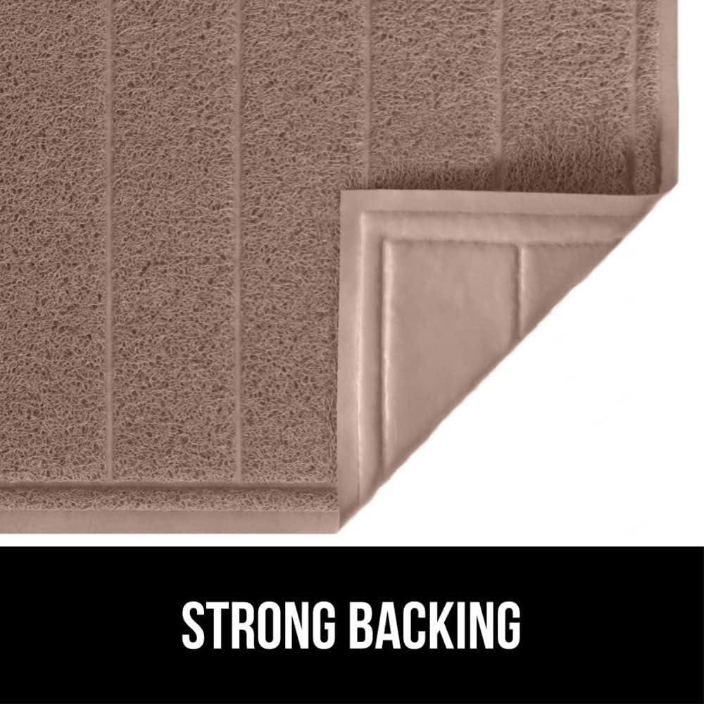 imageGORILLA GRIP Dirt Grabber Mesh Doormat LowProfile Stain and Fade Resistant Heavy Duty Quick Dry Striped Doormats Mats for Indoor or Outdoor Entry Shoe Scraper Garage Entrance Mat 47x35 Dark GrayLatte
