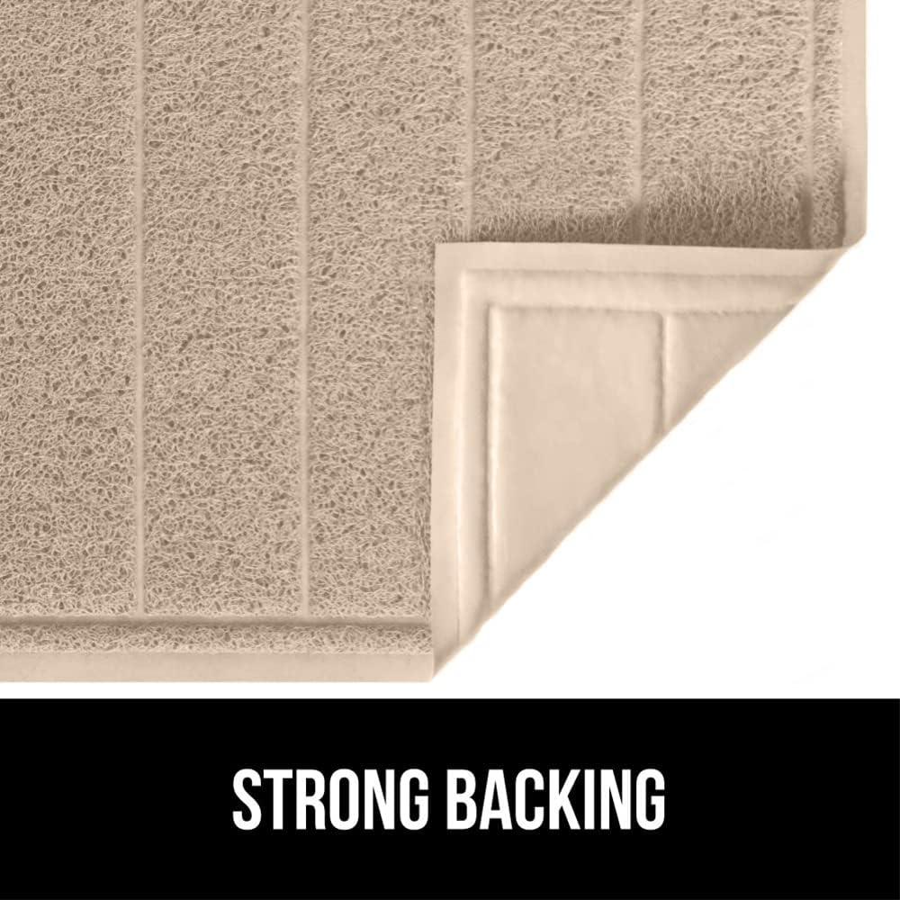 imageGORILLA GRIP Dirt Grabber Mesh Doormat LowProfile Stain and Fade Resistant Heavy Duty Quick Dry Striped Doormats Mats for Indoor or Outdoor Entry Shoe Scraper Garage Entrance Mat 47x35 Dark GrayBeige