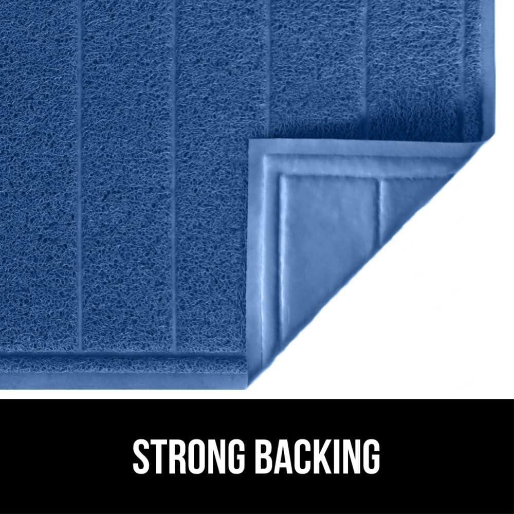 imageGORILLA GRIP Dirt Grabber Mesh Doormat LowProfile Stain and Fade Resistant Heavy Duty Quick Dry Striped Doormats Mats for Indoor or Outdoor Entry Shoe Scraper Garage Entrance Mat 47x35 Dark GrayBlue