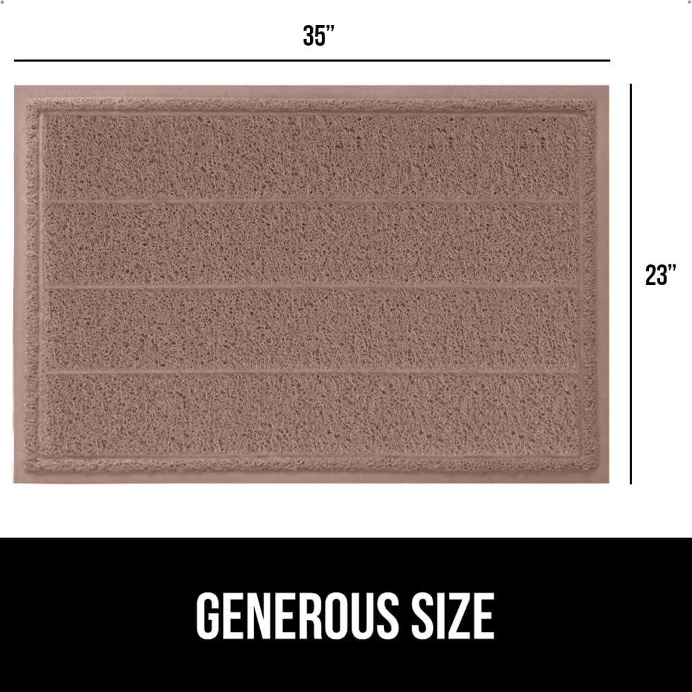 imageGORILLA GRIP Dirt Grabber Mesh Doormat LowProfile Stain and Fade Resistant Heavy Duty Quick Dry Striped Doormats Mats for Indoor or Outdoor Entry Shoe Scraper Garage Entrance Mat 47x35 Dark GrayLatte