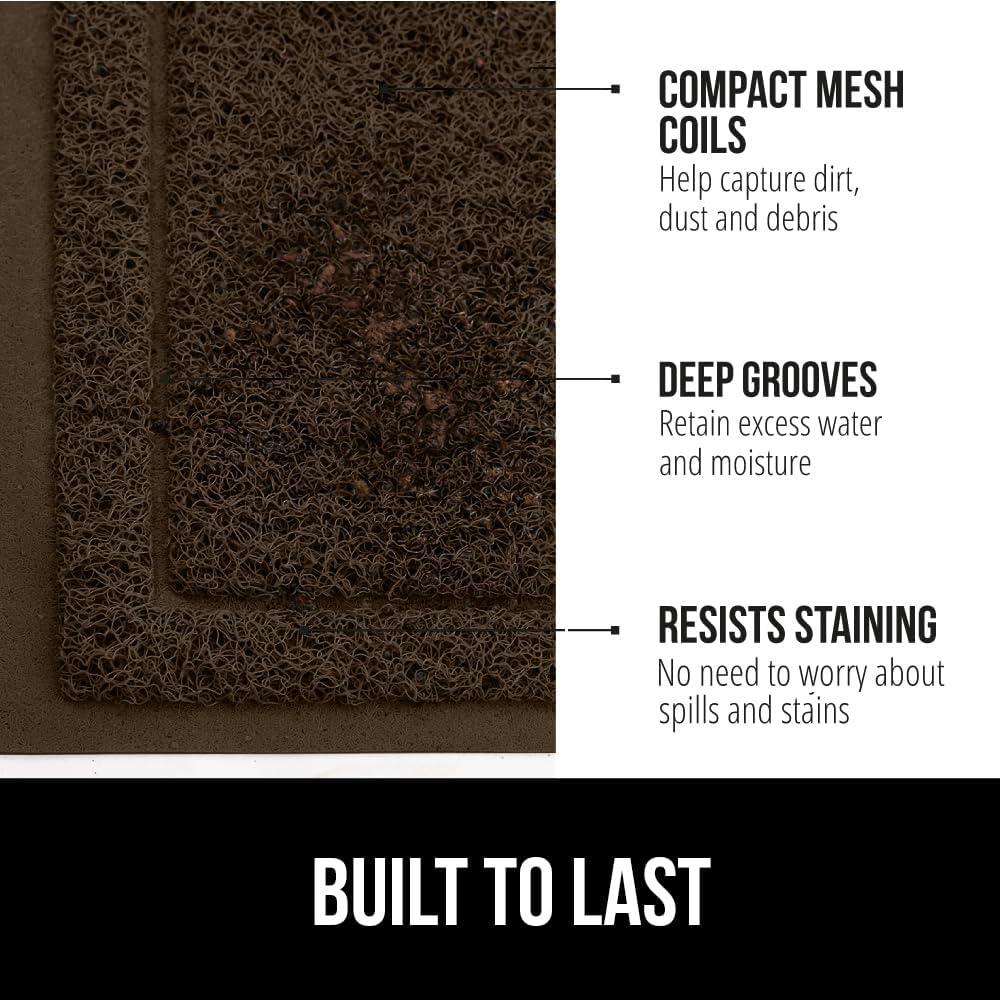 imageGORILLA GRIP Dirt Grabber Mesh Doormat LowProfile Stain and Fade Resistant Heavy Duty Quick Dry Striped Doormats Mats for Indoor or Outdoor Entry Shoe Scraper Garage Entrance Mat 47x35 Dark GrayBrown