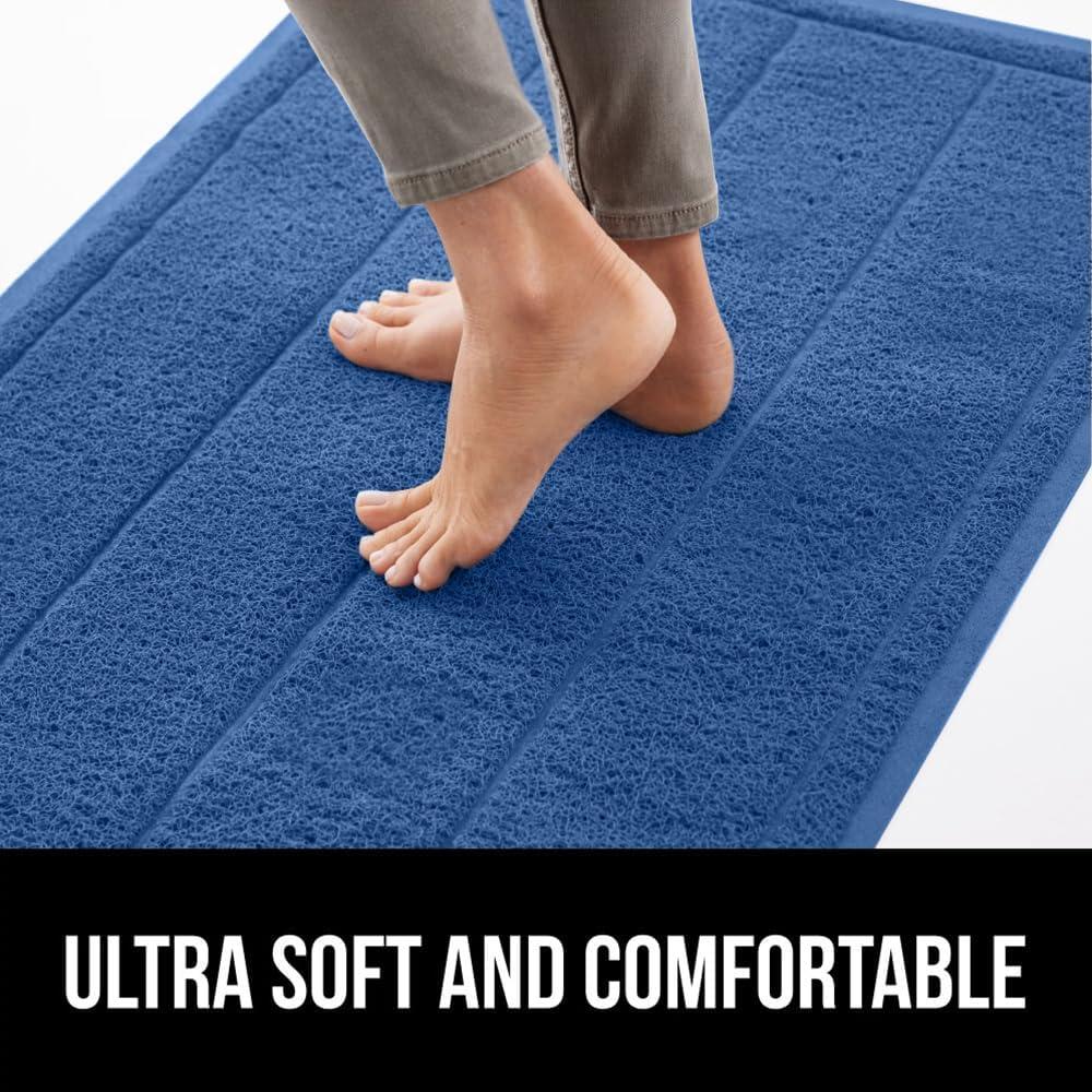 imageGORILLA GRIP Dirt Grabber Mesh Doormat LowProfile Stain and Fade Resistant Heavy Duty Quick Dry Striped Doormats Mats for Indoor or Outdoor Entry Shoe Scraper Garage Entrance Mat 47x35 Dark GrayBlue